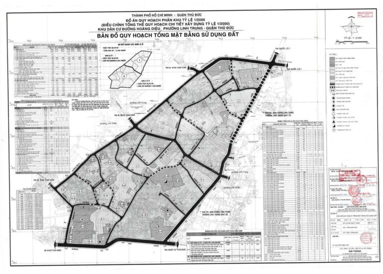Bản đồ quy hoạch 1/2000 Khu dân cư đường Hoàng Diệu phường Linh Trung