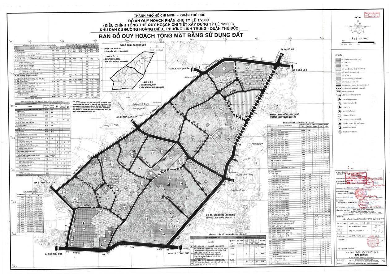 Bản đồ quy hoạch 1/2000 Khu dân cư đường Hoàng Diệu phường Linh Trung, Quận Thủ Đức
