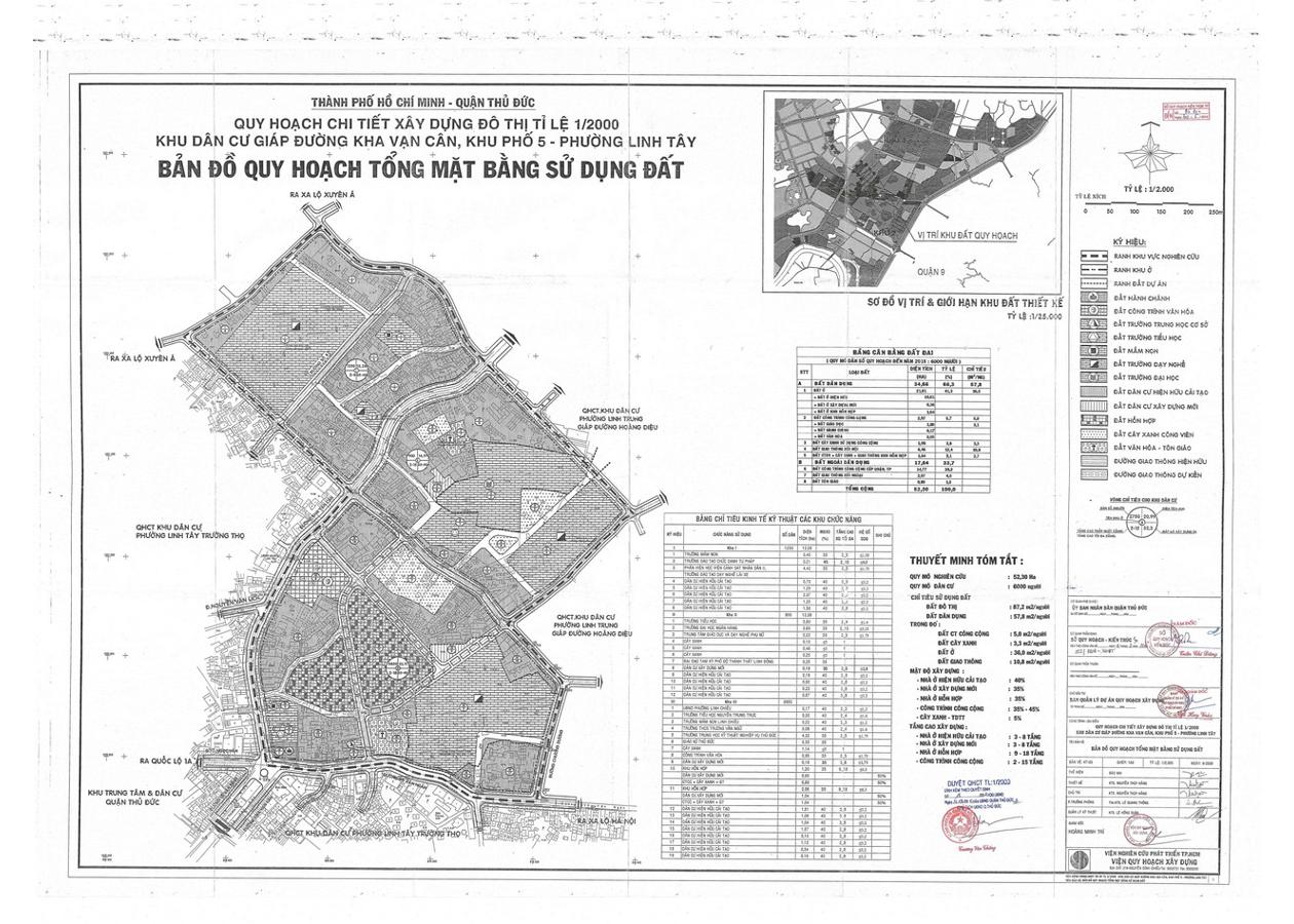 Bản đồ quy hoạch 1/2000 Khu dân cư giáp đường Kha Vạn Cân khu phố 5, phường Linh Tây, Quận Thủ Đức