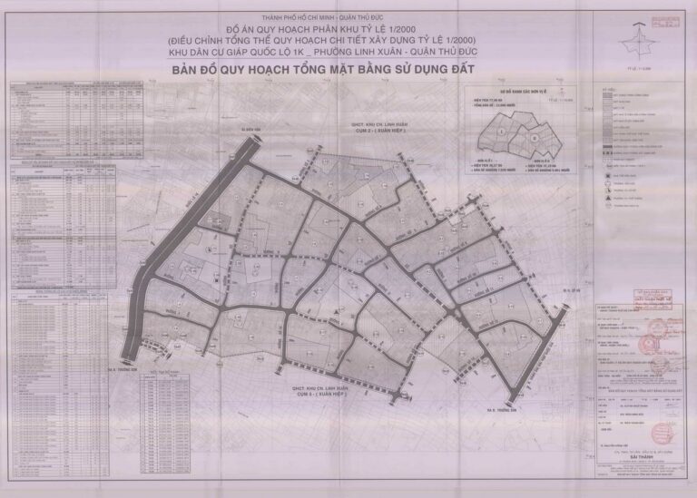 Bản đồ quy hoạch 1/2000 Khu dân cư giáp Quốc lộ 1K phường Linh Xuân