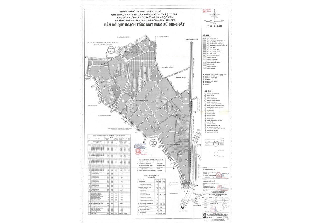 Bản đồ quy hoạch 1/2000 Khu dân cư phía Bắc đường Tô Ngọc Vân, Quận Thủ Đức