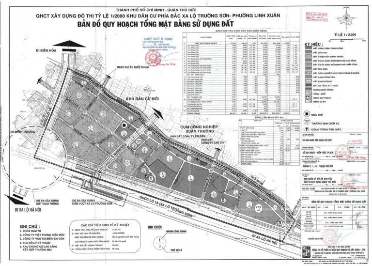 Bản đồ quy hoạch 1/2000 Khu dân cư phía Bắc Xa Lộ Trường Sơn