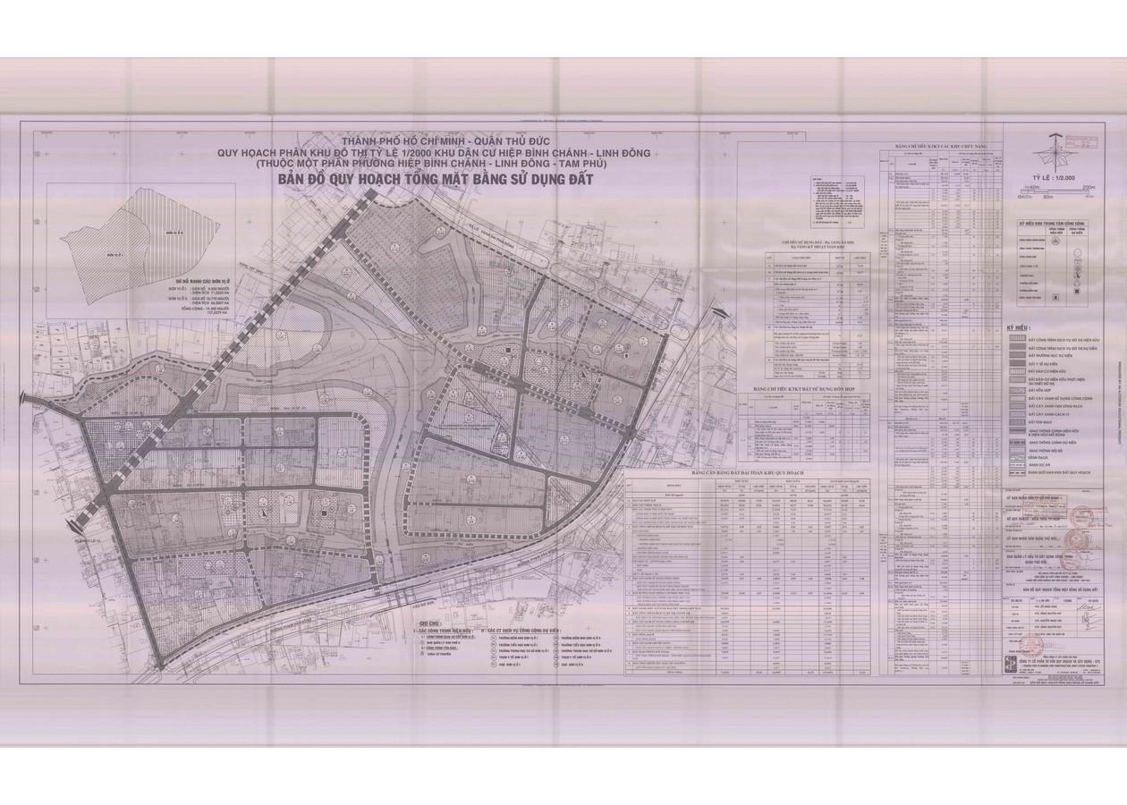 Bản đồ quy hoạch 1/2000 Khu dân cư phường Hiệp Bình Chánh - Linh Đông, Quận Thủ Đức