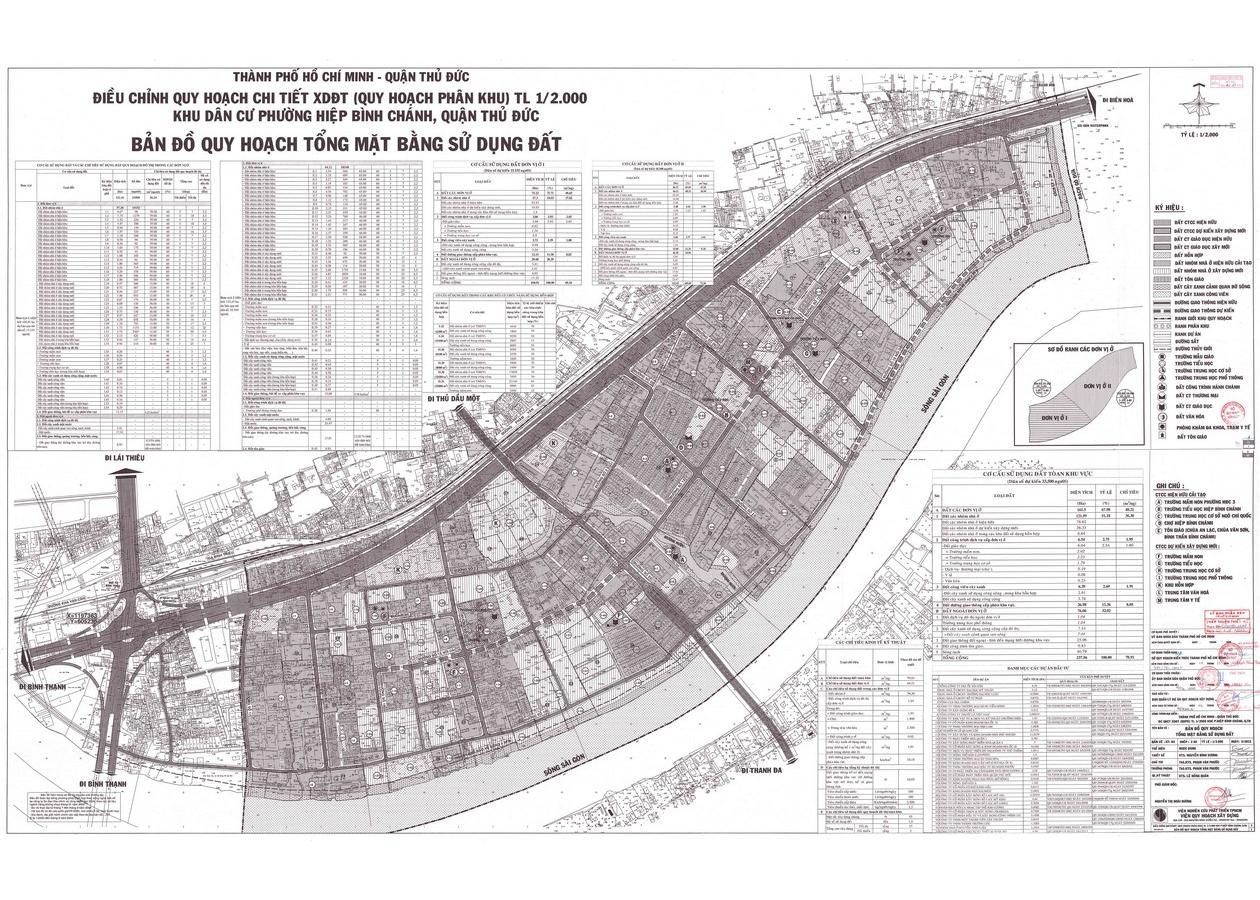 Bản đồ quy hoạch 1/2000 Khu dân cư phường Hiệp Bình Chánh, Quận Thủ Đức