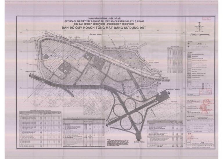 Bản đồ quy hoạch 1/2000 Khu dân cư phường Hiệp Bình Phước