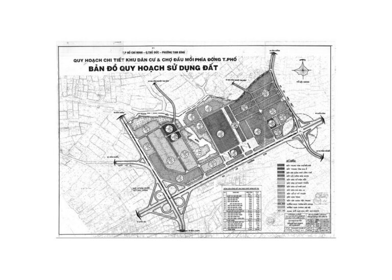 Bản đồ quy hoạch 1/2000 Khu dân cư và Chợ đầu mối phía Đông Thành phố - phường Tam Bình