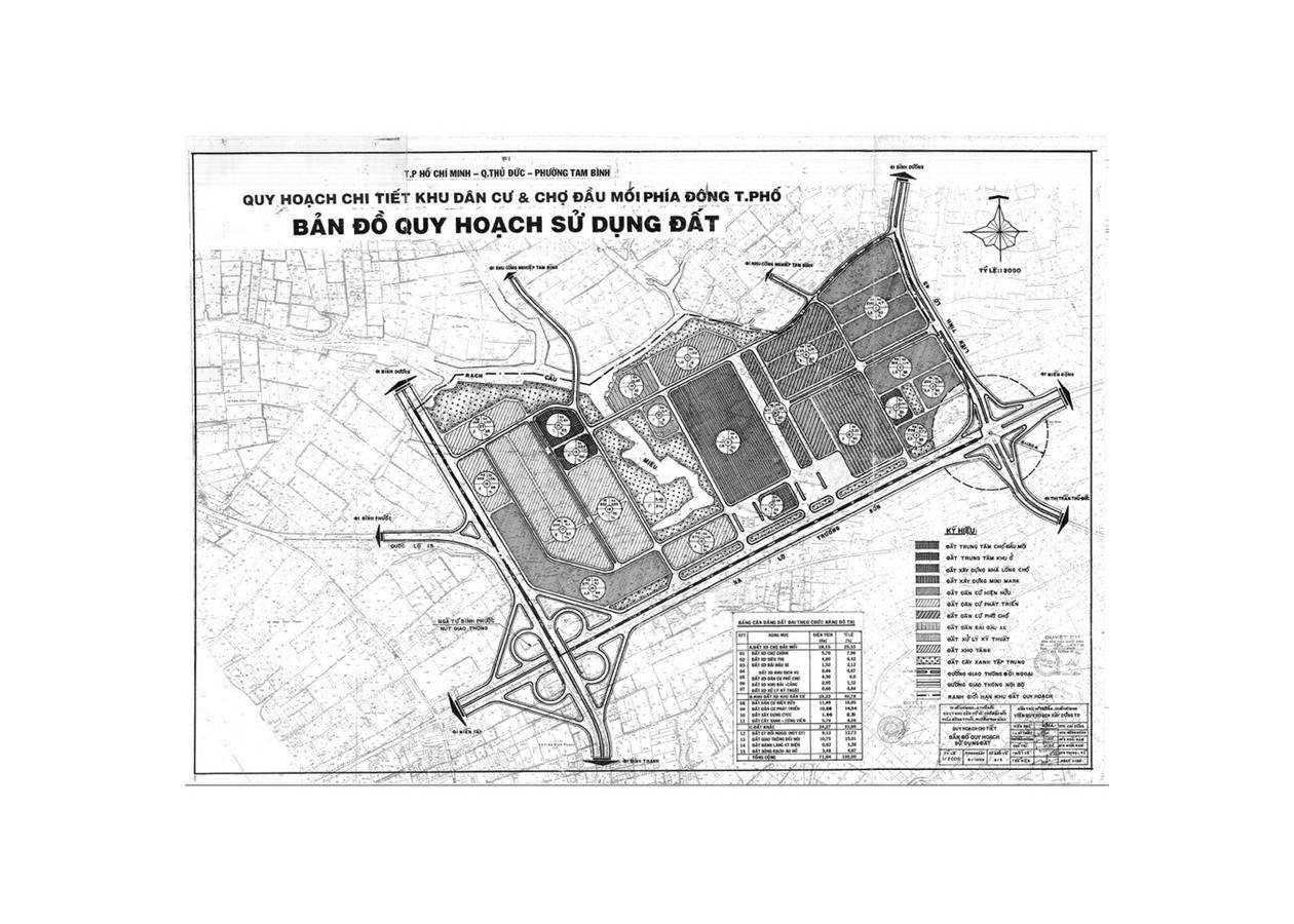Bản đồ quy hoạch 1/2000 Khu dân cư và Chợ đầu mối phía Đông Thành phố - phường Tam Bình, Quận Thủ Đức