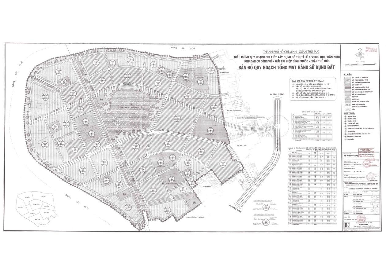 Bản đồ quy hoạch 1/2000 Khu dân cư và Công viên giải trí Hiệp Bình Phước, Quận Thủ Đức