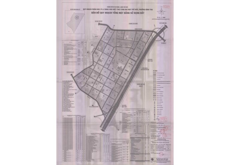 Bản đồ quy hoạch 1/2000 Khu biệt thự Làng đại học Thủ Đức