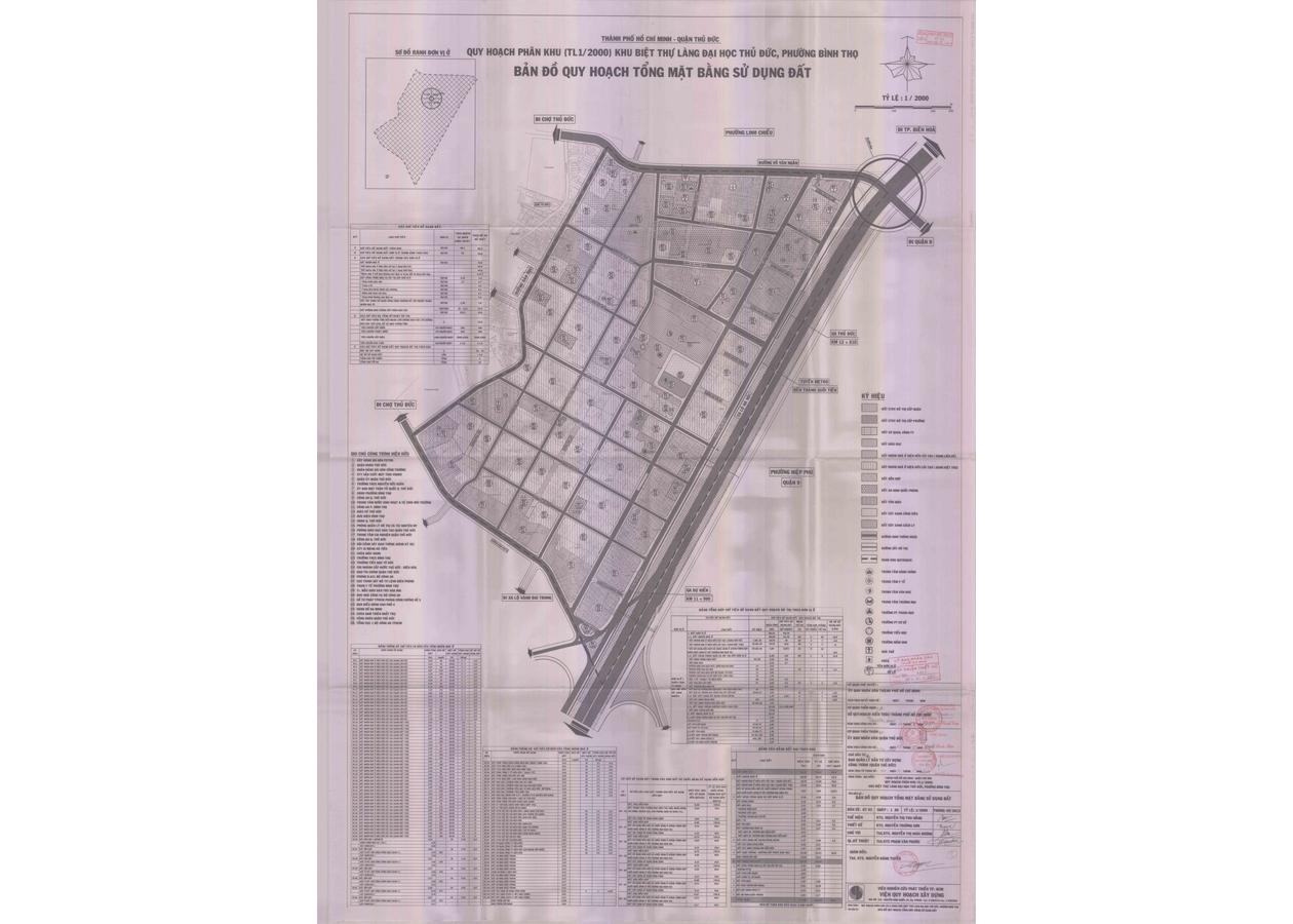 Bản đồ quy hoạch 1/2000 Khu biệt thự Làng đại học Thủ Đức, Quận Thủ Đức