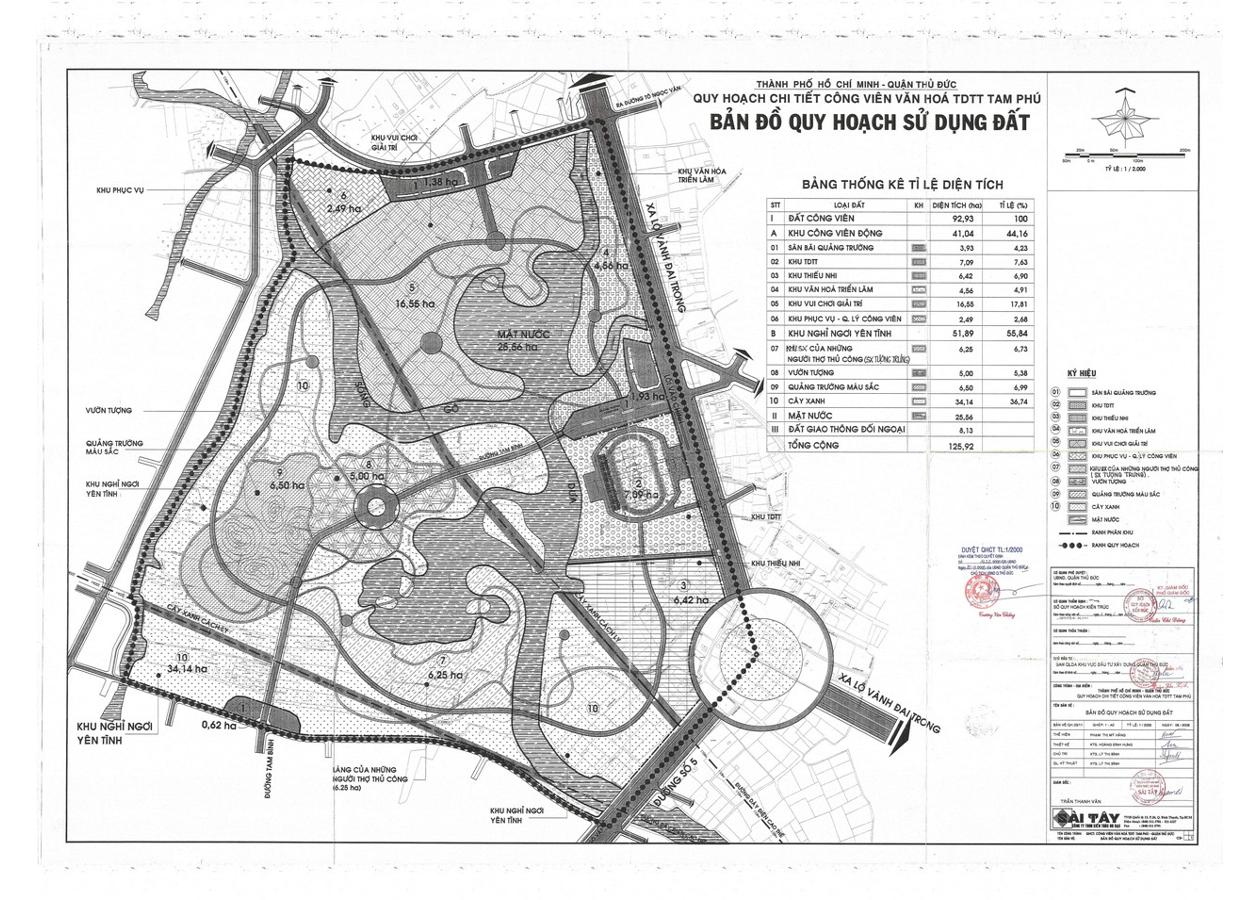 Bản ᵭồ quy hoạch 1/2000 Khu cȏng viên vӑꞑ hόa TDTT Tam Phú, Quận Thủ Đức - Địa Ốc Thȏng Thái