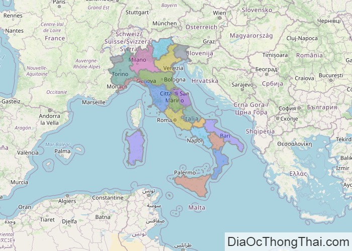 Bản đồ nước Ý (Italy)