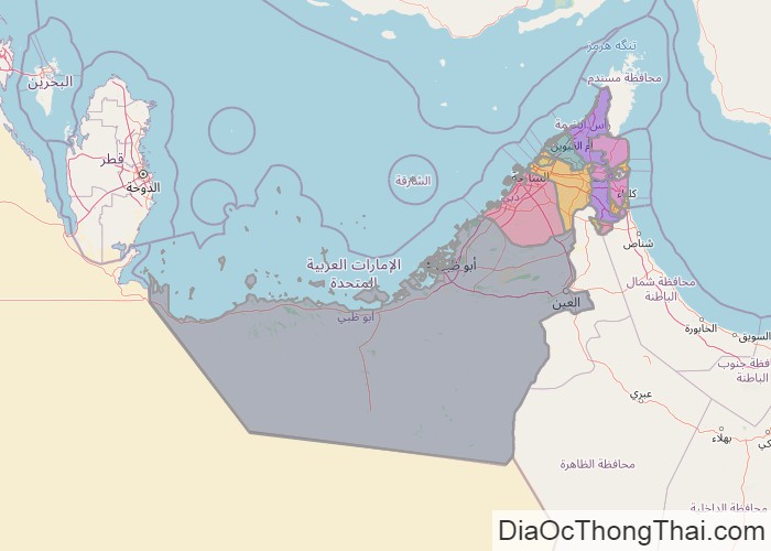 Bản đồ UAE - Các Tiểu Vương Quốc Ả Rập Thống Nhất