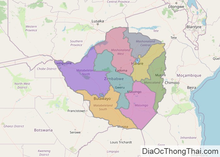 Bản đồ Zimbabwe