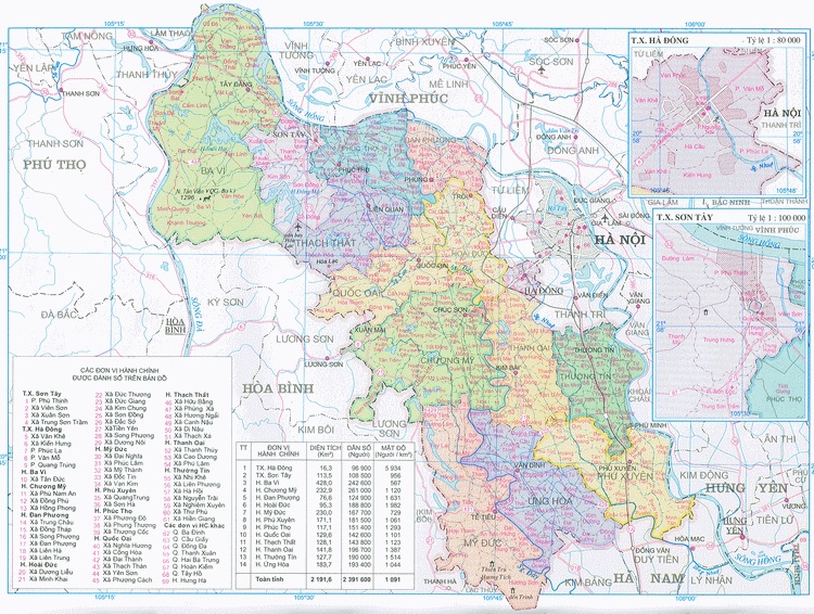 Bản đồ tỉnh Hà Tây cũ