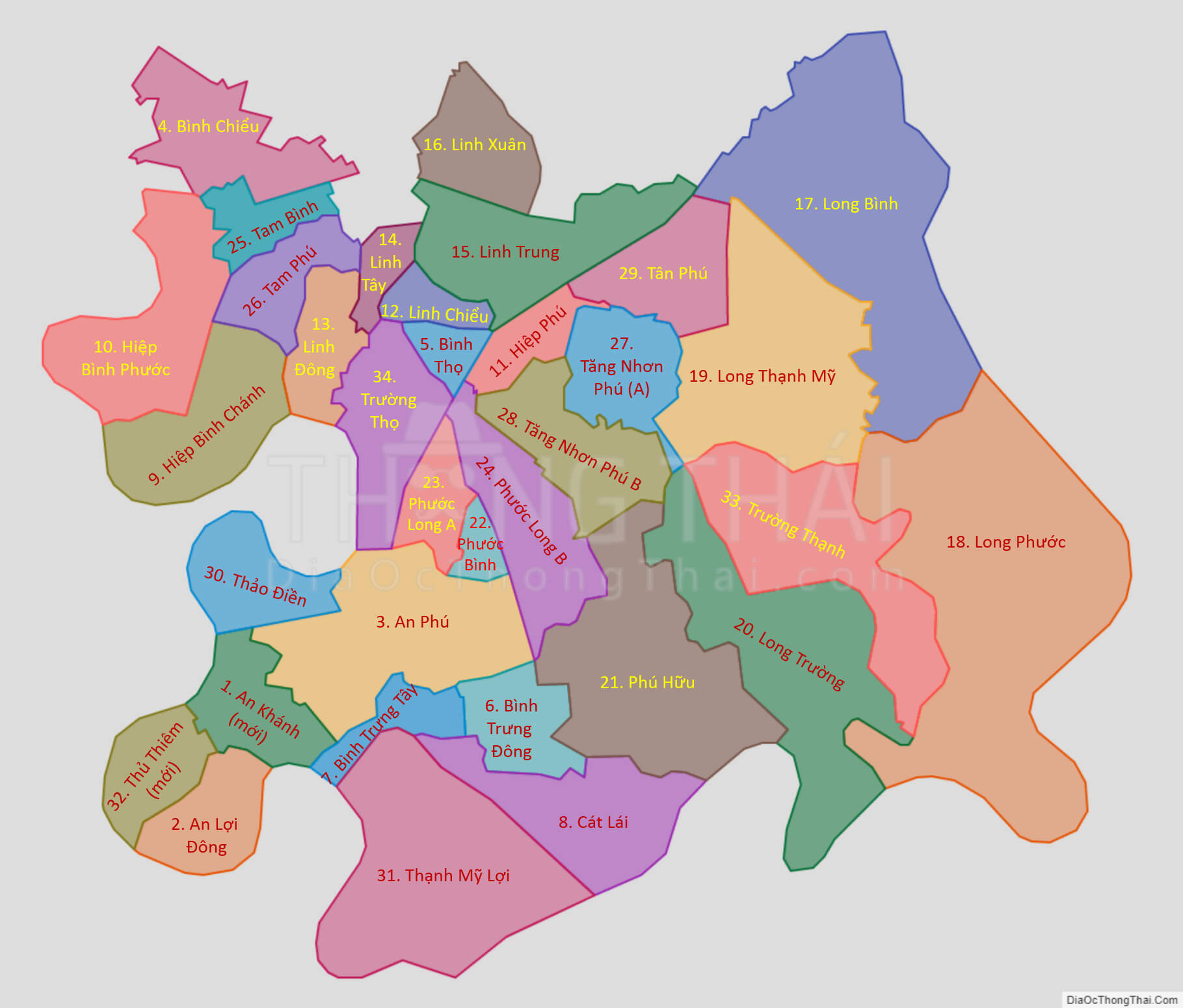Bảng thống kê các bản đồ quận của TPHCM theo diện tích và dân số