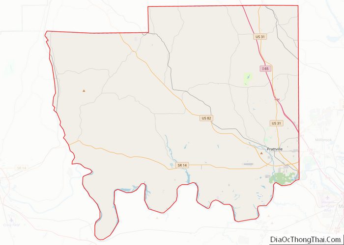 Map of Autauga County, Alabama