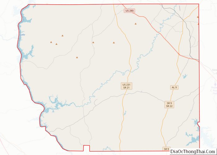 Map of Coosa County