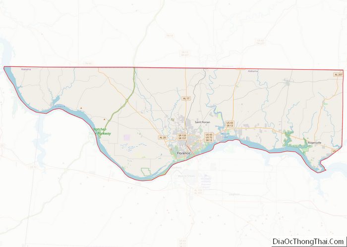 Map of Lauderdale County