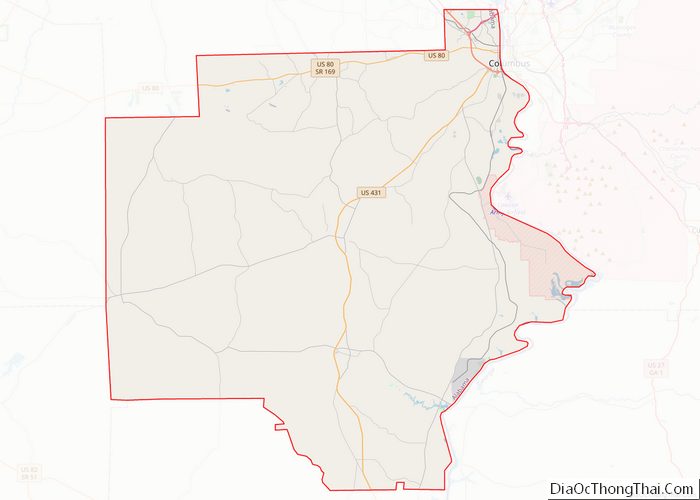 Map of Russell County