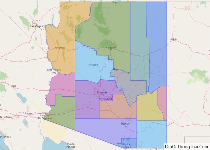 Political map of Arizona State - Printable Collection