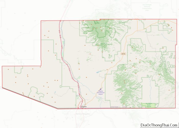 Map of Santa Cruz County, Arizona