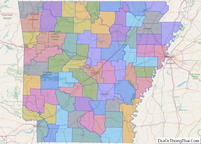 Political map of Arkansas State - Printable Collection