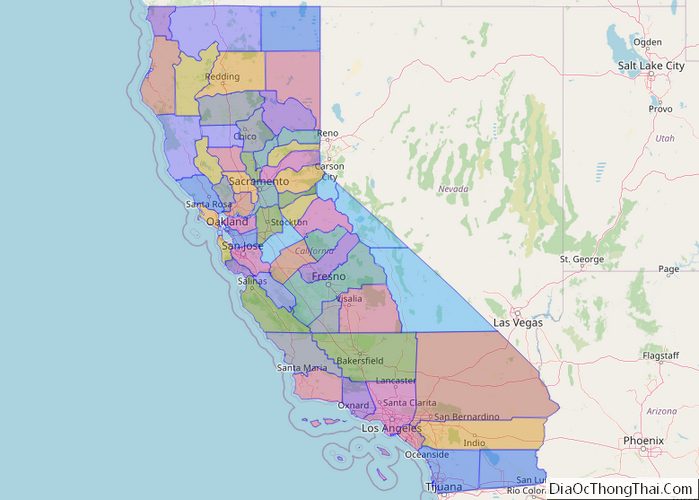 Political map of California State - Printable Collection