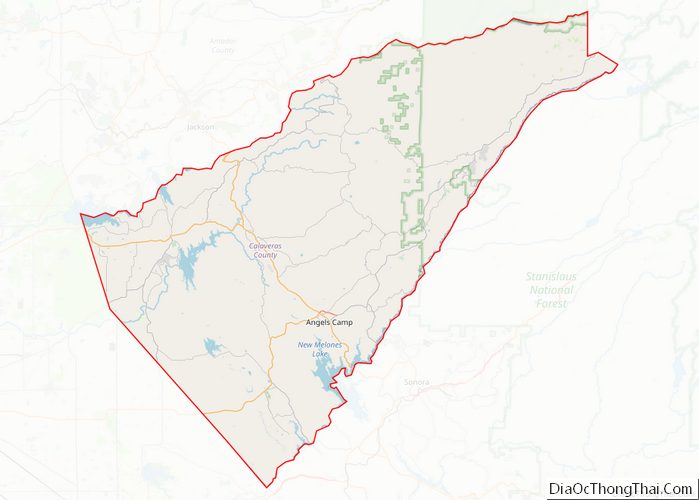 Map of Calaveras County