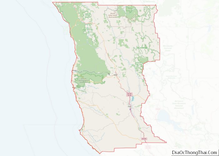 Map of Mendocino County