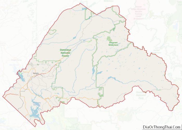 Map of Tuolumne County