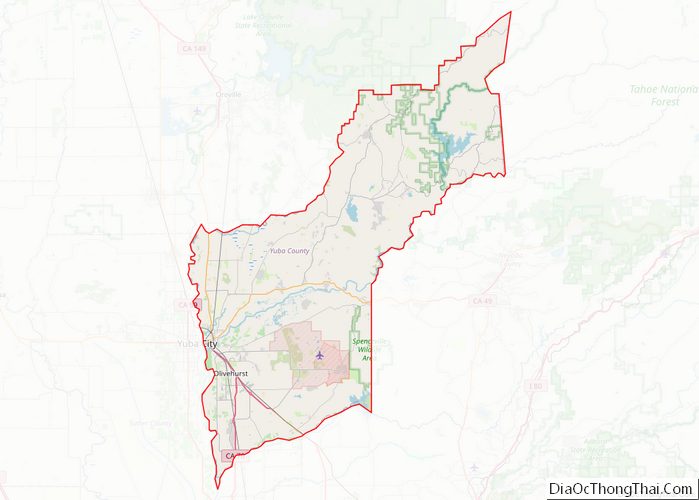 Map of Yuba County