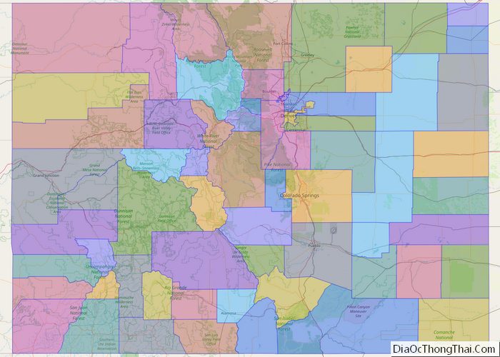 Political map of Colorado State - Printable Collection
