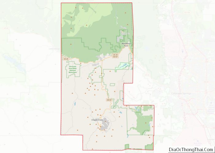 Map of Teller County, Colorado