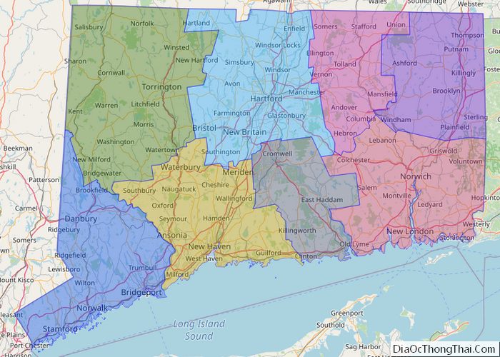 Political map of Connecticut State - Printable Collection