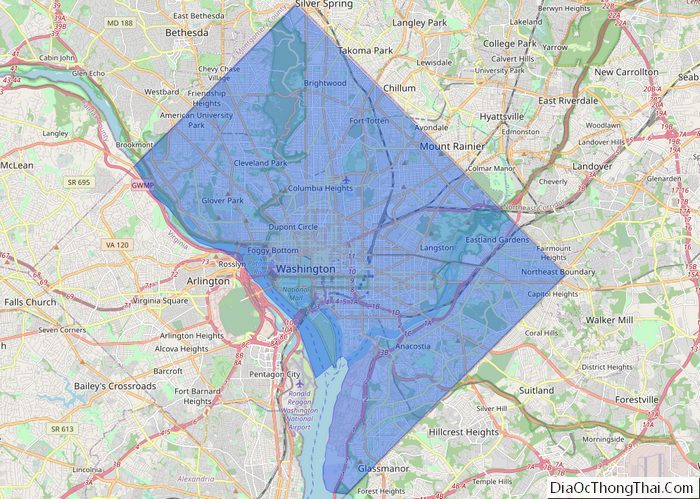 Political map of District of Columbia Federal District - Printable Collection