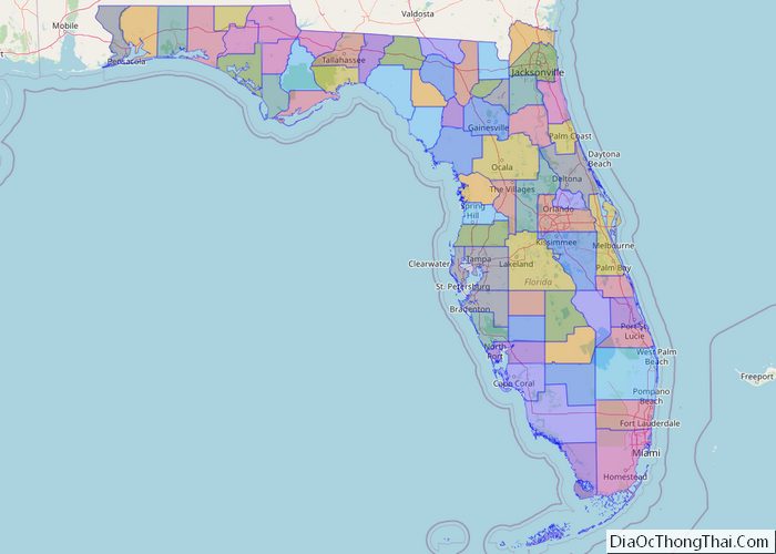 Political map of Florida State - Printable Collection