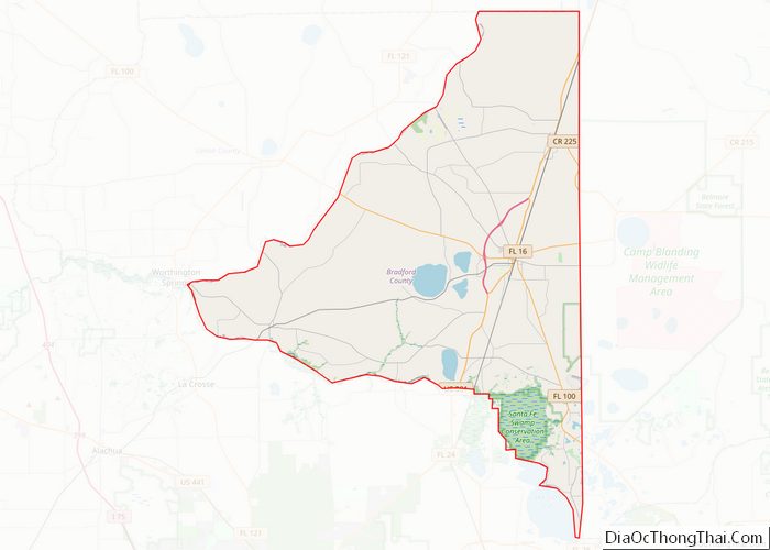 Map of Bradford County