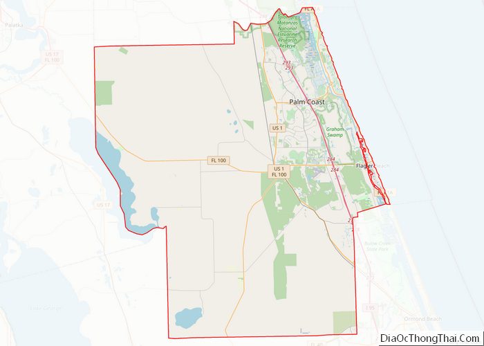 Map of Flagler County, Florida