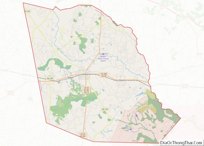 Map of Evans County