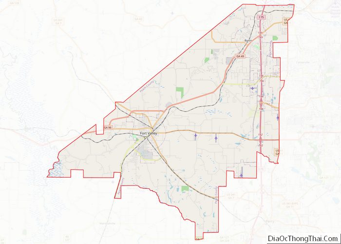 Map of Peach County, Georgia - Thong Thai Real