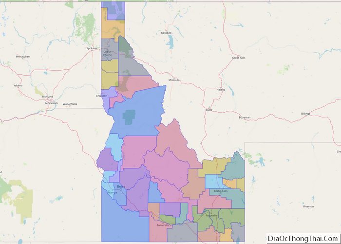 Political map of Idaho State - Printable Collection