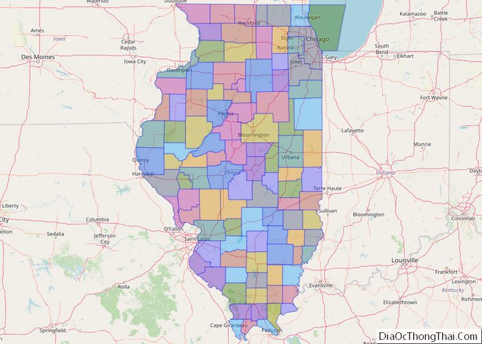 Political map of Illinois State - Printable Collection