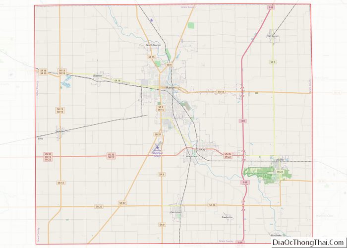 Map Of Grant County Indiana   Usa  Indiana  Grant 