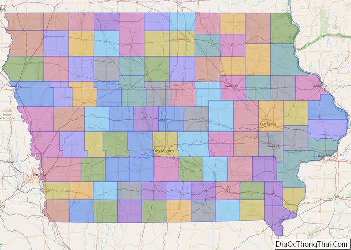 Political map of Iowa State - Printable Collection