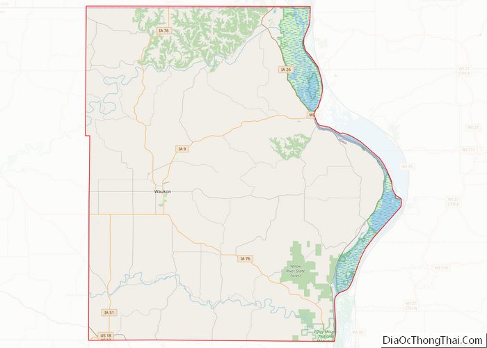 Map of Allamakee County