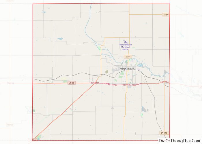 Map of Marshall County, Iowa - Thong Thai Real