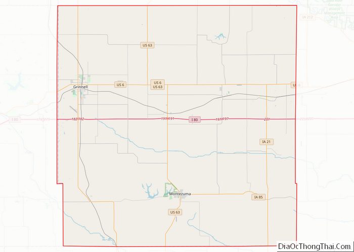 Map of Poweshiek County, Iowa