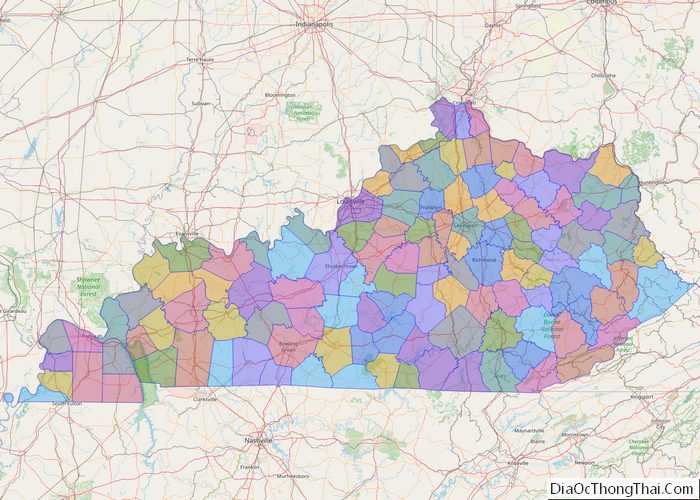 Political map of Kentucky State - Printable Collection