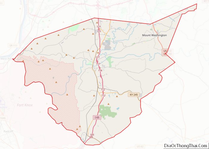 Map of Bullitt County